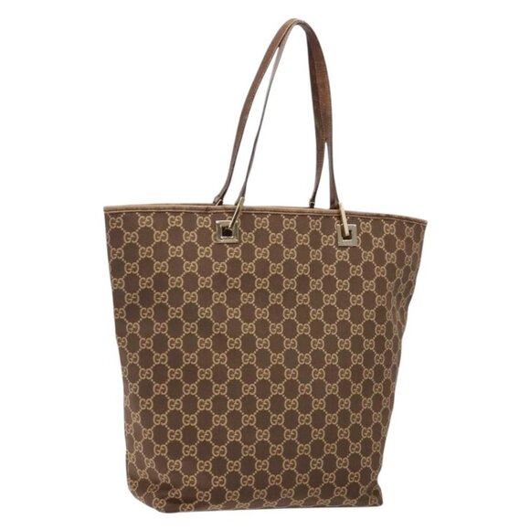 GUCCI GG Canvas Tote Bag Brown Gold 002 1098 Auth ep10894 - Picture 1 of 16